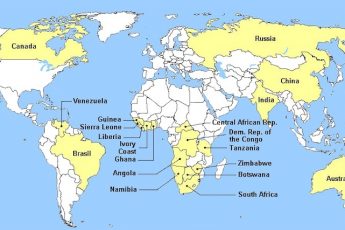 Страны лидеры по добыче алмазов на карте мира
